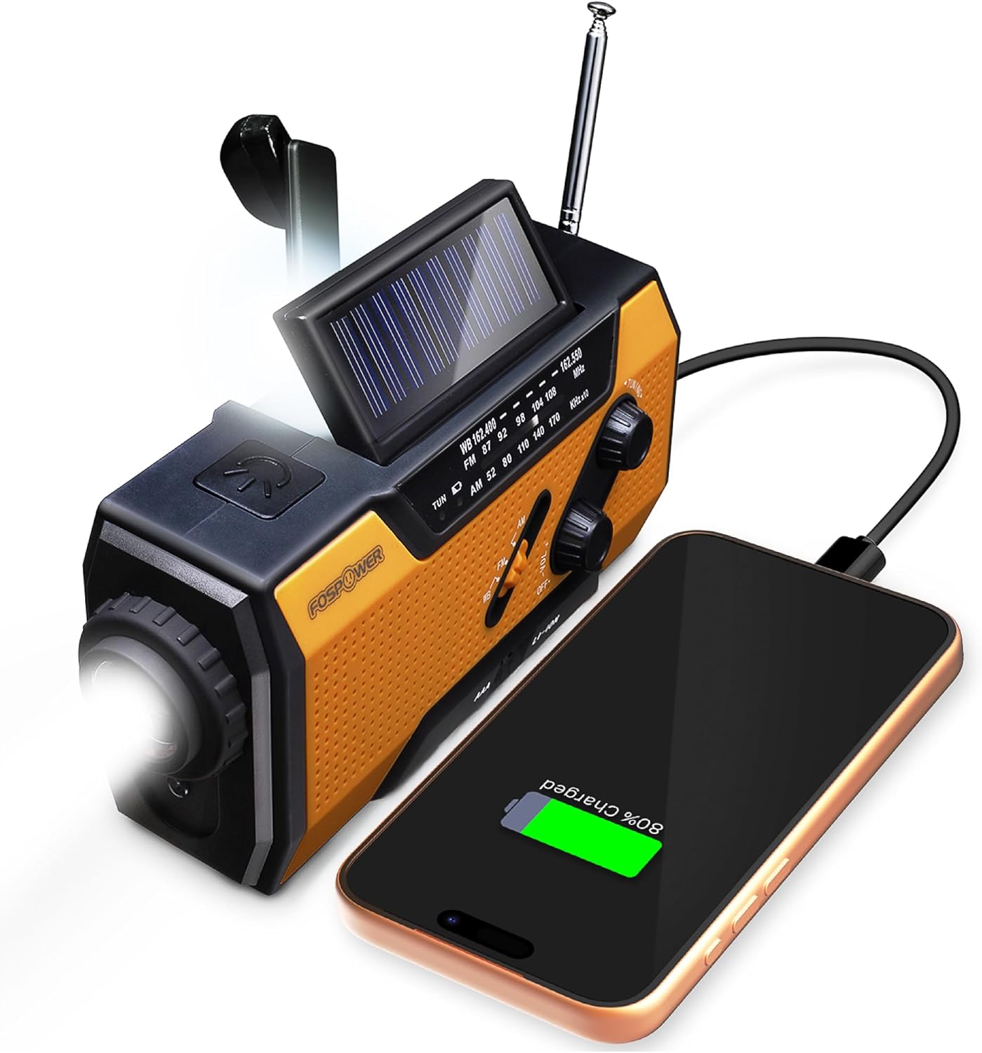 FosPower NOAA Emergency Weather Radio A1 7400mWh Portable Power Bank