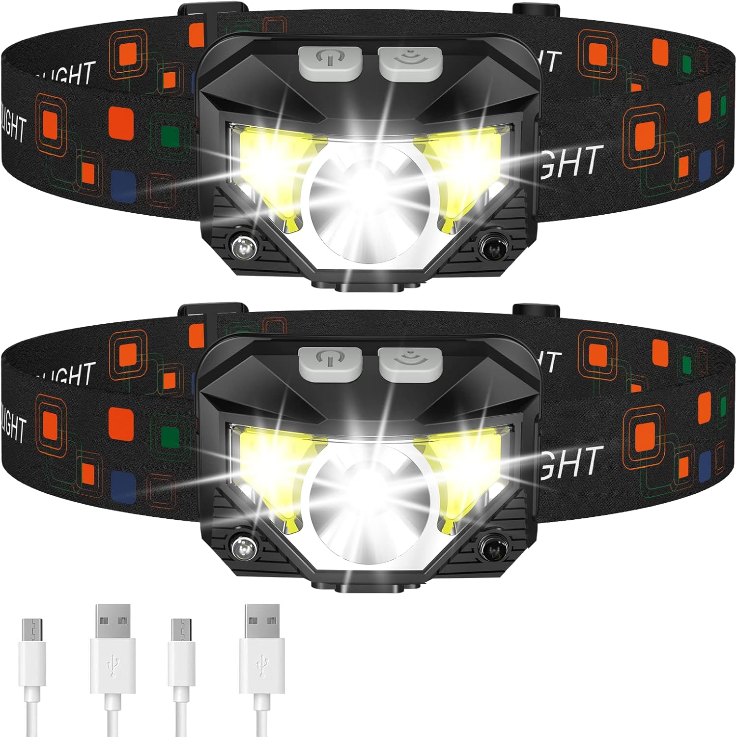 LHKNL Headlamp Flashlight, Lumen Ultra-Light Bright LED Rechargeable Headlight