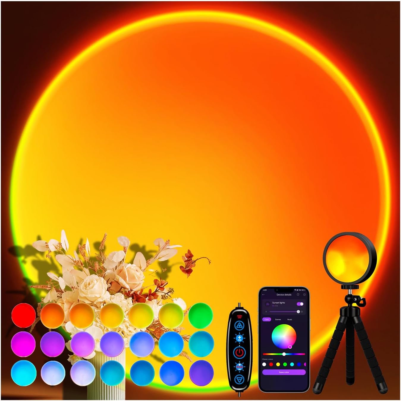 Sunset Lamp, Sun Light Projector for Aesthetic Room