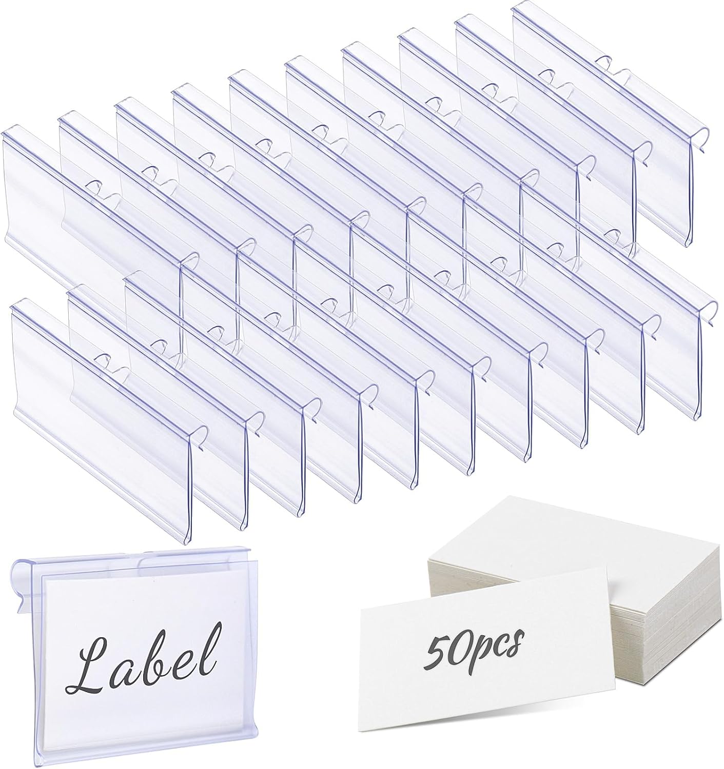50 PCS Clear Plastic Label Holders for Wire Shelf Retail Price Label