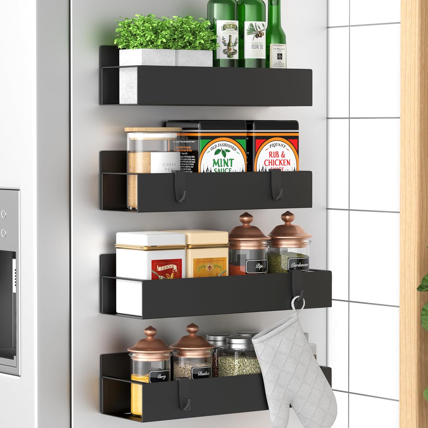 9 Best Space-Saving Products for Small Homes HuggieGems Metal 4 Pack Magnetic Spice Storage Rack