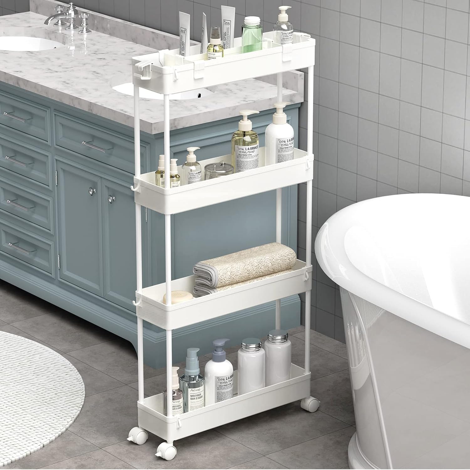 9 Best Space-Saving Products for Small Homes SPACELEAD Slim Storage Cart 4 Tier