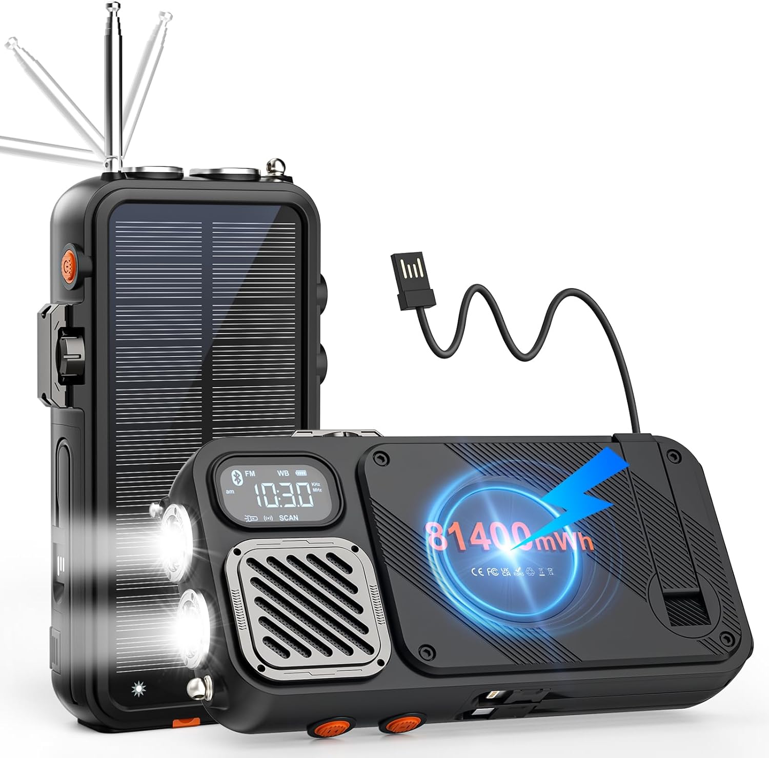 Emergency Radio&22000mAh Solar Power Bank,