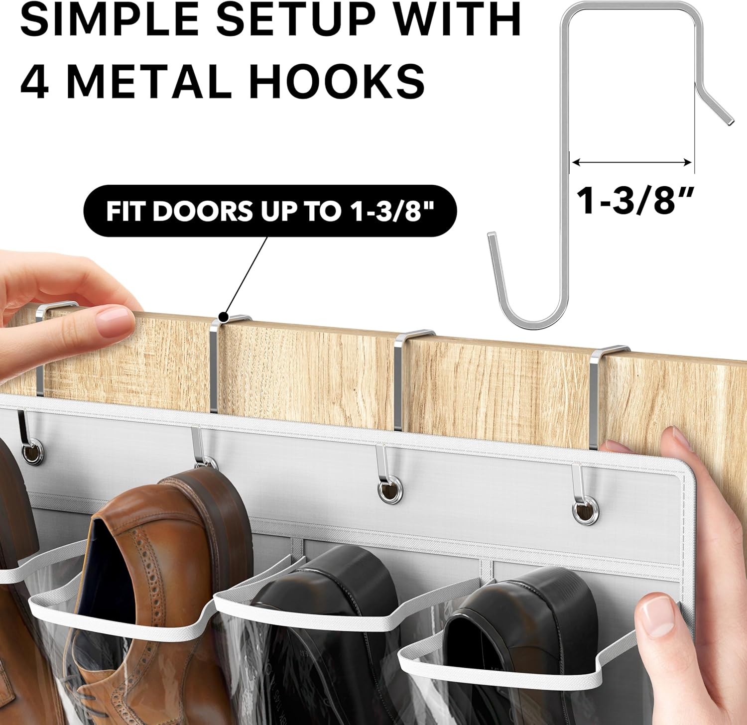 Simple Houseware 24 Pockets Large Clear Pockets Over The Door Hanging Shoe Organizer