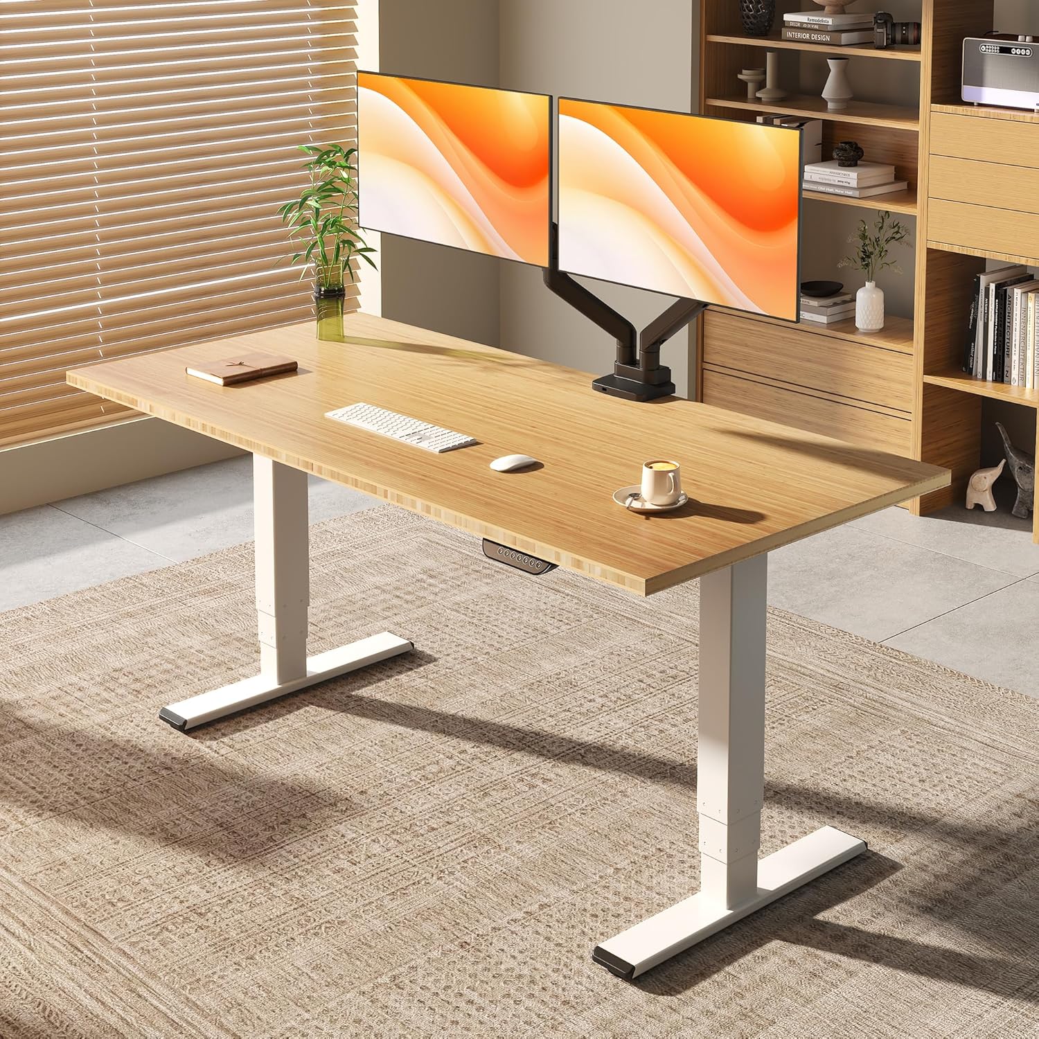 FLEXISPOT E6 MAX Bamboo 60x30 Inch Dual Motor 3-Stage Heavy Duty Standing Desk