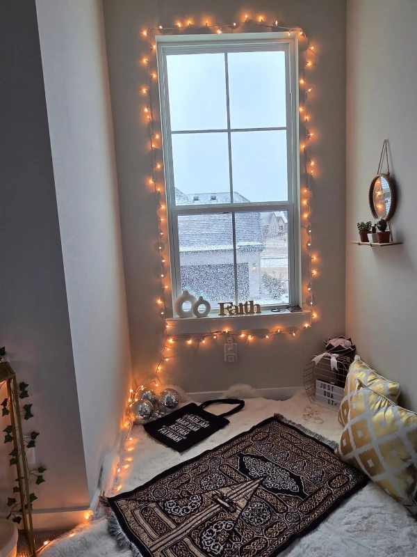 cozy fairy lit window nook embracing faith and warmth in compact corners