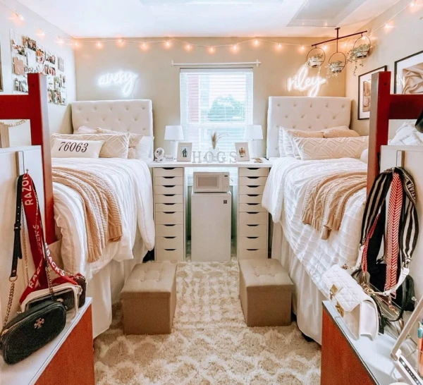 cozy neutral shared room with custom names and hidden storage inspiring diy harmony for small spaces