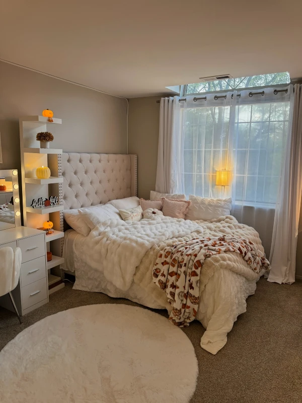 cream and amber fluffy sanctuary fall decor ideas for optimizing small spaces