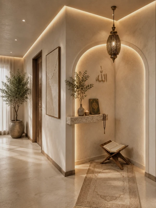 earthy plaster archway niche transforming hallway corners into peaceful sanctuaries