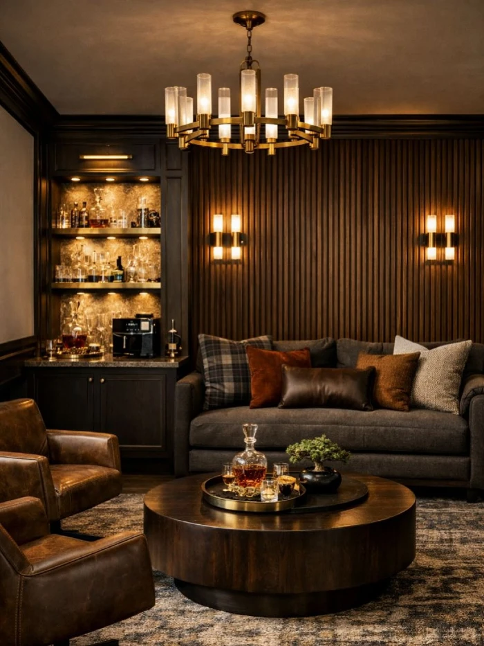 fluted walnut and brass lounge 8 speakeasy room ideas for a vintage inspired space