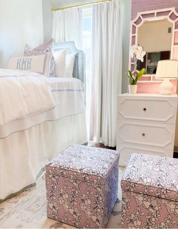 lavender and white floral elegance dorm setup diy decor ideas for a stylish college room