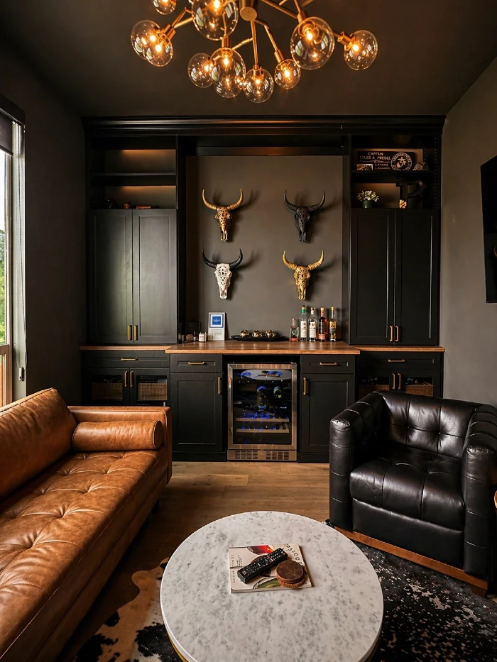 moody leather and brass bar lounge 8 speakeasy room ideas for a vintage inspired space