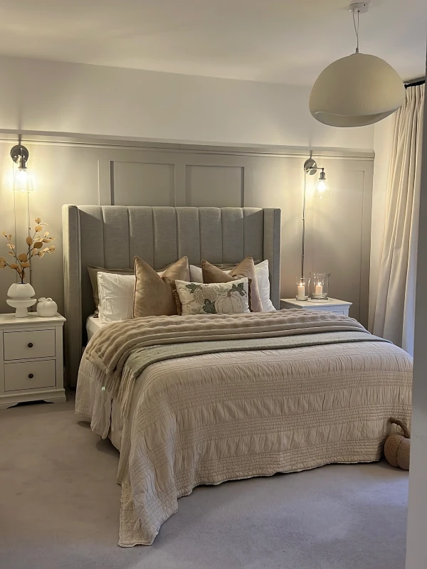 muted taupe and velvet elegance bedroom fall decor ideas for serene spaces