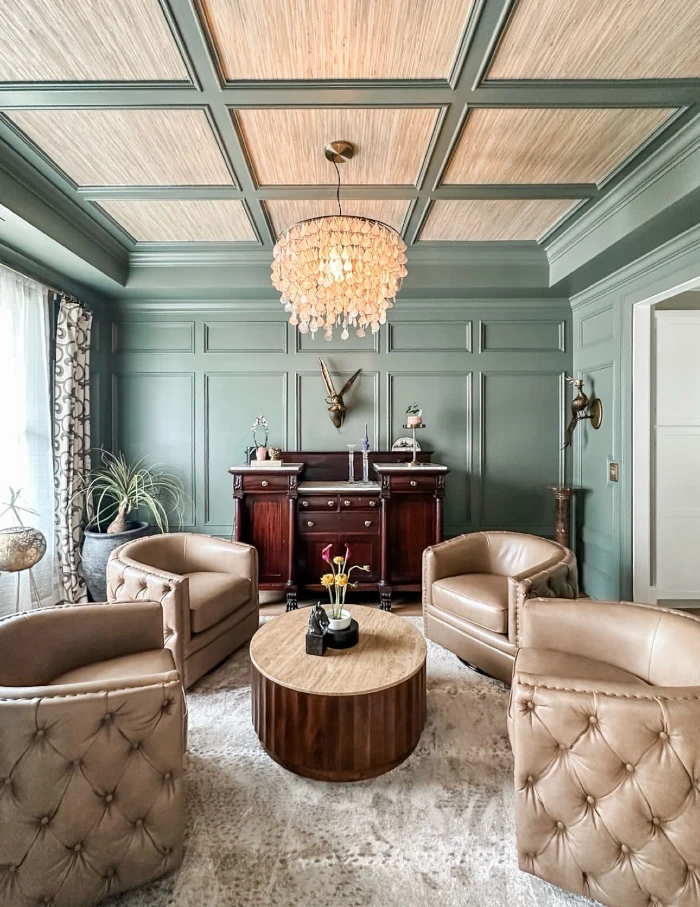 sage and grasscloth parlor lounge