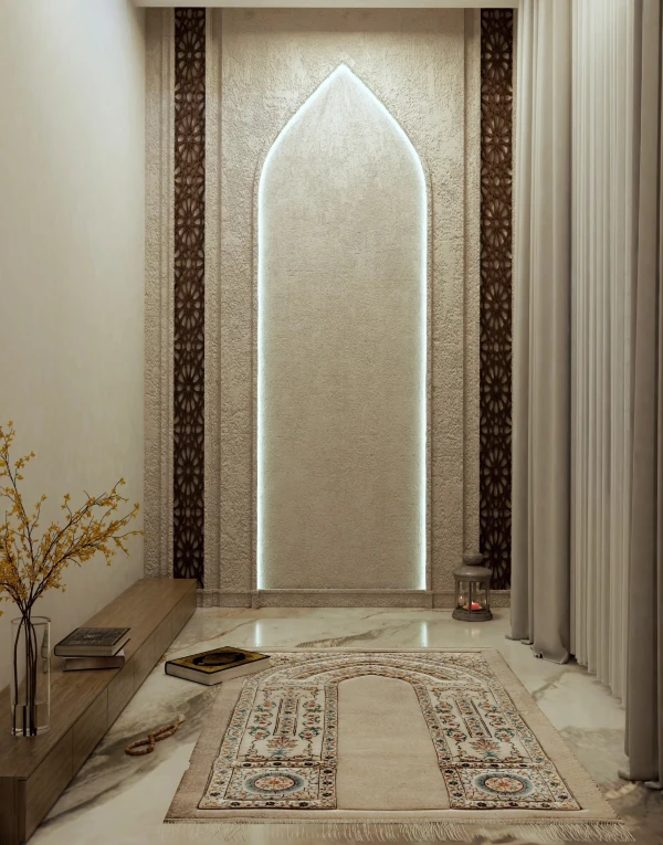 sleek stone and wood prayer alcove designing a contemporary haven for stillness